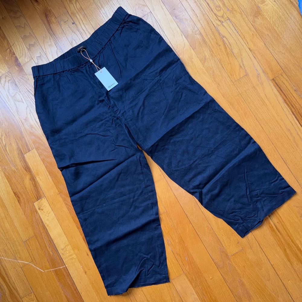 NEW Quince Deep Navy Blue Linen Pants Wide Leg Minimalist 1X Beachy Coastal - Picture 8 of 12